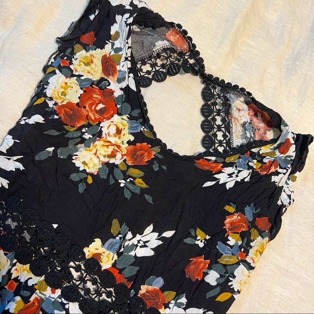 High low backless floral dress small